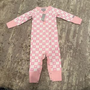 NWT Coccoli Pink Checkered Heart Footless Onesie